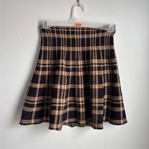 twik Black and Tan Plaid Skater Skirt